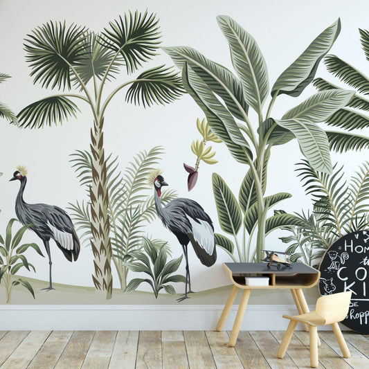 Crane Island Wallpaper Mural with a children's desk and chair in front | WallpaperMural.com