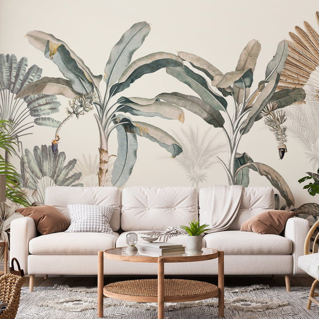 Papier Peint Fresque Jungle Or Vert Vintage - Removable Vinyl (Peel & Stick)