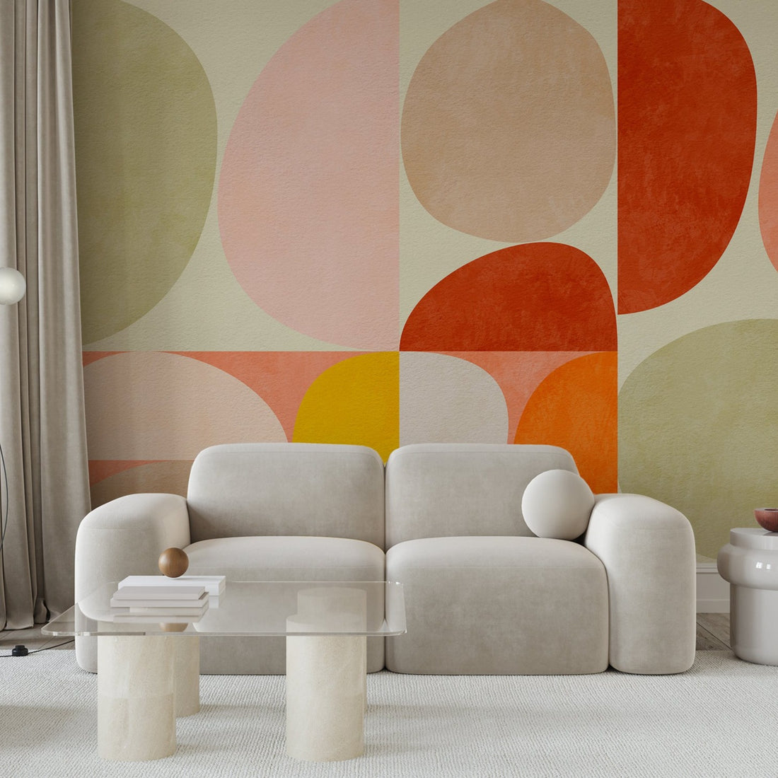 Papier Peint Fresque Formes Abstraites du Bauhaus Moderniste - Removable Vinyl (Peel & Stick)