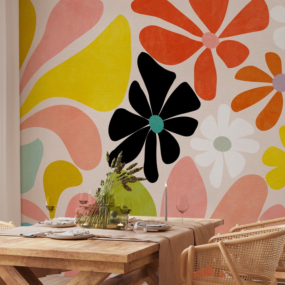 Papier peint floral rétro - Traditional Wallpaper (Paste-the-Wall)