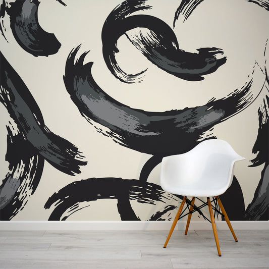Gergo-black-beige-abstract-brushstroke-wallpaper-mural