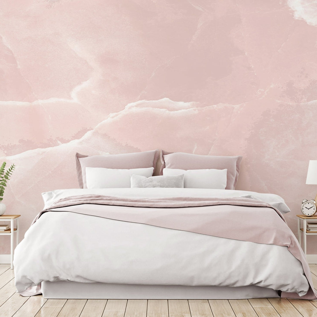 Papier Peint Effet Marbre Rose - Removable Vinyl (Peel & Stick)