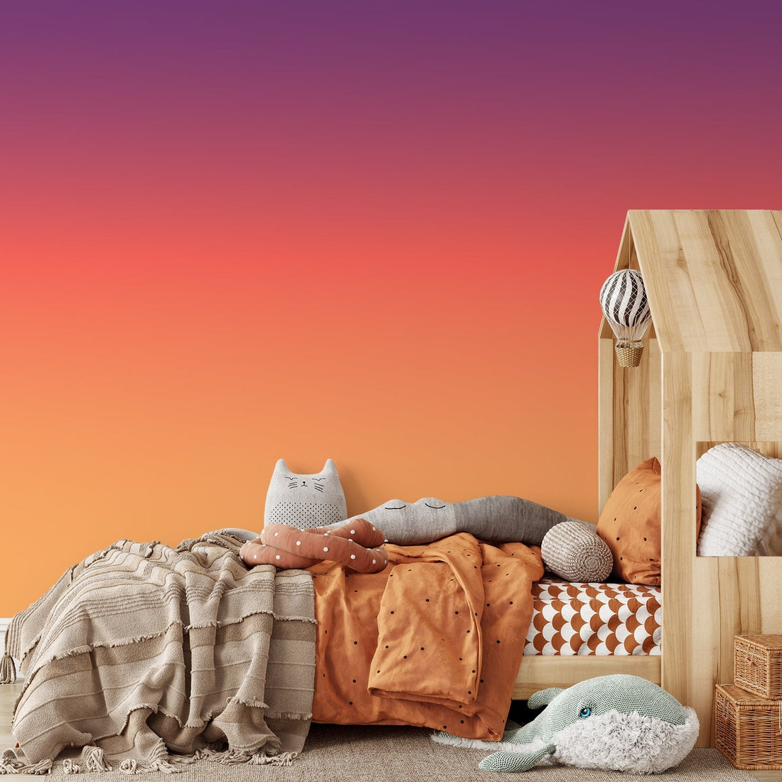 Papier Peint Fresque Dégradé Violet Orange - Removable Vinyl (Peel & Stick)