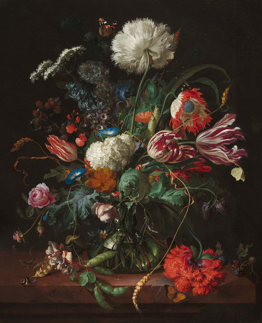 Vase de Fleurs - Papier Peint Panoramique Vase de Fleurs Peinture à l'Huile par de Heem
