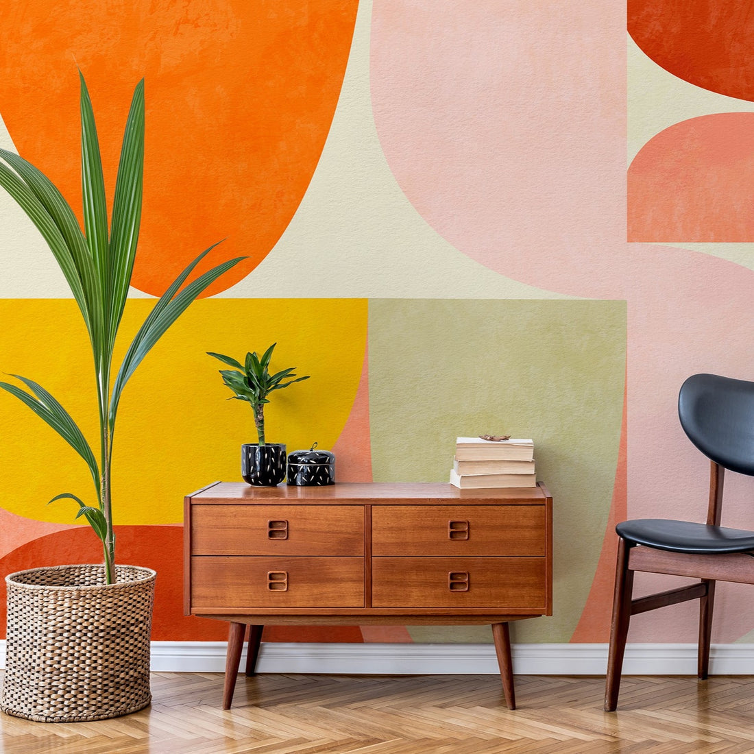 Papier peint abstrait coloré Bauhaus - Removable Wallpaper (Peel & Stick)
