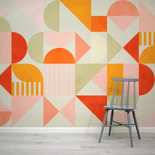 Zoe watercolour geometric shape wallpaper mural from WallpaperMural.com